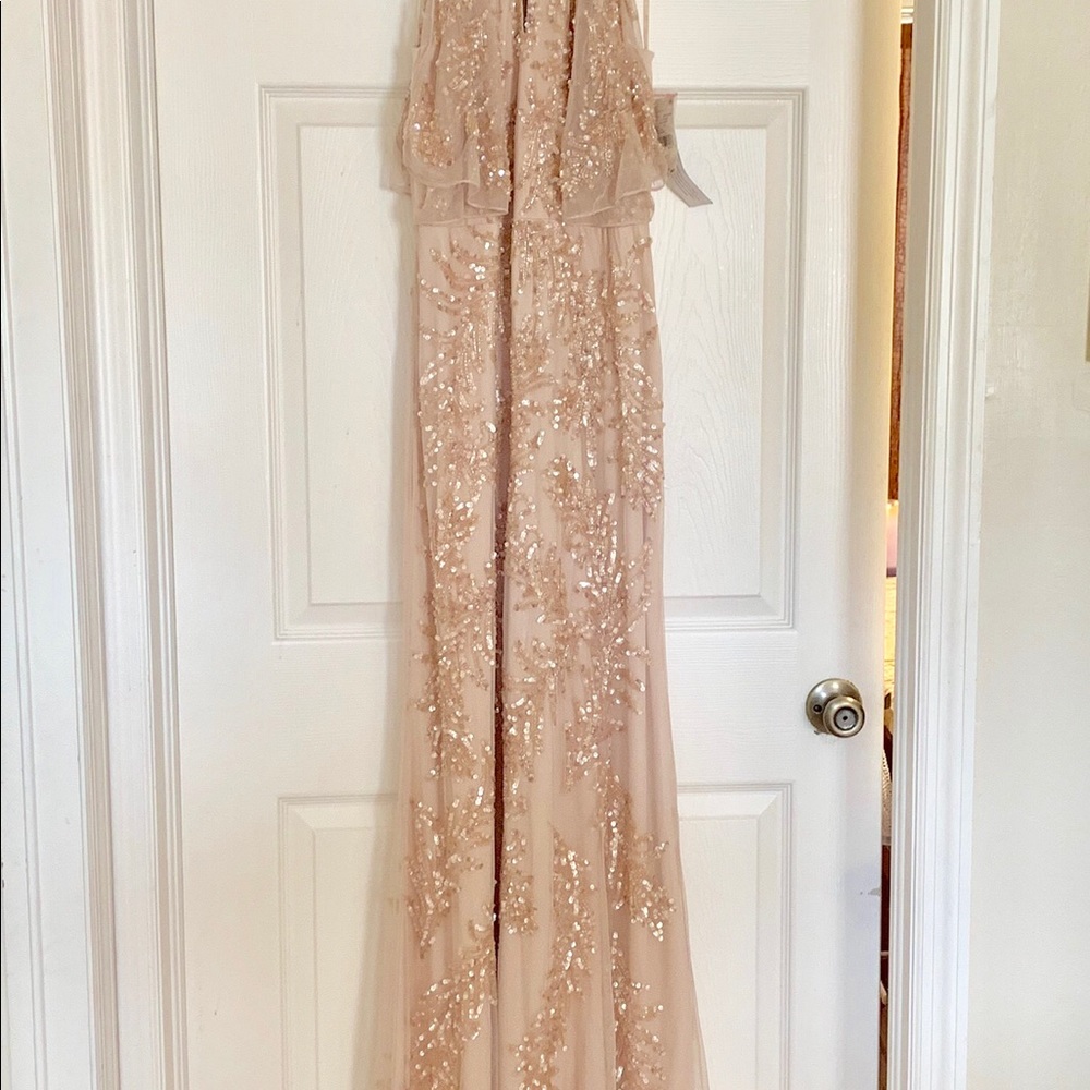NWT Aidan Mattox Women’s Cold Shoulder Beaded Gown - Picture 3 of 6